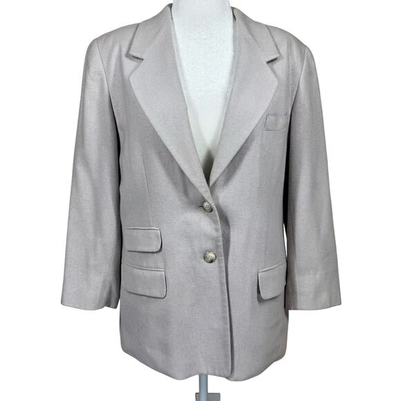 Barrie‎ Pace Tailleur Platinum Blazer Women’s Size 14 Cashmere Silk Workwear